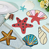 5Pcs 5 Styles Sea Animal Starfish Shell Conch Shape Computerized Embroidery Cloth Iron on/Sew on Patches PATC-FG0001-91-5