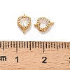 Brass Pave Clear Cubic Zirconia Heart Links Connector Charms KK-H515-01C-G-3
