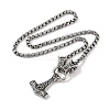304 Stainless Steel Dragon Head Box Chain Viking Mjolnir Thor Hammer Pendant Necklaces for Men NJEW-K278-03AS-2