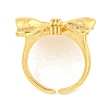 Brass Micro Pave Clear Cubic Zirconia Bowknot Open Cuff Ring for Women LS-RJEW-M173-04A-G-3