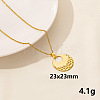 304 Stainless Steel Flat Round Pendant Necklace for Women SM6724-8-1