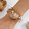 Ocean Alloy Enamel Starfish Shell Shape Multi Charm Round Plastic Beaded Stretch Bracelets for Women WG120C7-03-2