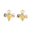 Brass Micro Pave Colorful Cubic Zirconia and Enamel European Dangle Charms KK-T079-78G-1