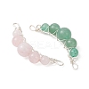 4Pcs 4 Styles Natural Tiger Eye & Rose Quartz & Carnelian & Amethyst Round Beaded Connector Charms PALLOY-TA00408-02-2