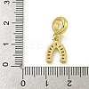 Rack Plating Brass Pave Clear Cubic Zirconia U Shape/Horse Shoes European Dangle Charms KK-Z067-40G-01-3