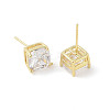 Square Brass Stud Earrings with Clear Glass for Women EJEW-L285-006G-2