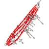 Red Glass Multi-Strand Beaded Bracelets BJEW-JB10709-3
