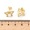 Butterfly Brass Micro Pave Clear Cubic Zirconia Stud Earrings EJEW-C154-03G-5