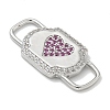 Rack Plating Brass Micro Pave Clear & Orchid Cubic Zirconia Heart Mask Connector Charms KK-L224-065P-2