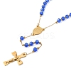 Ion Plating(IP) Crucifix Cross 304 Stainless Steel Rosary Bead Necklaces NJEW-M075-03G-07-2