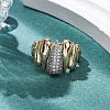Brass Micro Pave Clear Cubic Zirconia Cuff Finger Rings for Women RJEW-C116-16G-3