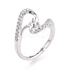 Brass Micro Pave Clear Cubic Zirconia Adjustable Ring Settings KK-T076-62P-1