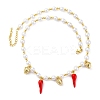 Brass Micro Pave Clear Cubic Zirconia Beaded Necklaces NJEW-Z059-04G-01-3