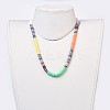 Handmade Polymer Clay Heishi Beads Braided Necklaces NJEW-JN02423-5