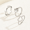 3Pcs 3 Style Cubic Zirconia Open Cuff Rings Sets VX3792-1-1