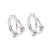 Brass Thorns Beaded Hoop Earrings for Women EJEW-F303-09P-1
