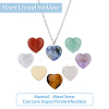 8Pcs 8 Styles Natural Mixed Gemstone Heart Pendant Necklace with Alloy Chains NJEW-FI0001-45-4