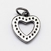 CZ Brass Micro Pave Cubic Zirconia Open Heart Charms ZIRC-L018-04-3