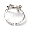 Bowknot Brass Micro Pave Clear Cubic Zirconia Open Cuff Rings for Women LS-RJEW-C098-06P-3