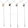 Natural Grey Agate & Topaz Jade & Tiger Eye & Dalmatian Jasper Heart with Synthetic Non-magnetic Hematite Beads Pendant 304 Stainless Steel Snake Chain Lariat Necklaces NJEW-JN05897-2