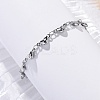 Tarnish Resistant 304 Stainless Steel Heart Link Bracelets X-BJEW-M121-03P-2