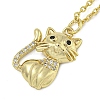 Brass Micro Pave Clear Cubic Zirconia Cat Pendant Necklaces for Women NJEW-Z042-01G-02-1