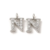 Initial Letter Brass Micro Pave Cubic Zirconia Pendants ZIRC-F008-N-1