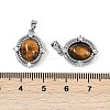 Natural Tiger Eye Oval Pendants KK-U043-44P-F-3