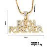 Alloy Crystal Rhinestone 3D English Rich Forever Pendant Necklaces KK1216-1-1