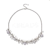 Round Glass Beaded Bib 304 Stainless Steel Rolo Chain Necklaces NJEW-JN05359-02-2