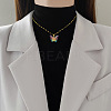 Brass Crystal Rhinestone Resin Glitter Butterfly Pendant 304 Stainless Steel Dapped Chain Necklaces for Women WG45291-03-2