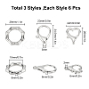 SUNNYCLUE 18Pcs 3 Style Zinc Alloy Lobster Claw Clasps and Spring Gate Rings FIND-SC0001-55-2