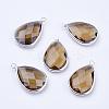 Silver Color Plated Brass Glass Teardrop Pendants GLAA-M006-A-08S-1