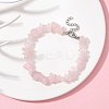 Natural Rose Quartz Chips Beaded Bracelet BJEW-JB09686-02-4