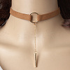 Black Velvet Choker Brass & Iron Rectangle Pendant Necklaces for Women FS-WGDB652-02-1