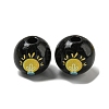 Printed Wood European Beads WOOD-L020-D14-1