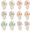 12Pcs 6 Colors Resin & Natural Pearl Pendant PALLOY-PH01821-1