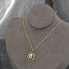 304 Stainless Steel Pave Natural Lapis Lazuli Oval with Star Pendant Necklaces for Women NJEW-Z055-05G-1