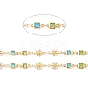 Enamel Flower & Glass Square Link Chains CHC-P009-36G-2