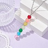 Colorful Glass Round Beaded Pendant Necklaces NJEW-JN04581-02-2