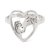 Non-Tarnish 304 Stainless Steel Heart with Horse Adjustable Ring for Women RJEW-M149-20P-1