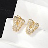 Brass Micro Pave Cubic Zirconia Stud Earrings EJEW-Z091-04G-V-4