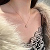 Round Ring 925 Sterling Silver Micro Pave Cubic Zirconia Pendant Necklaces for Women NJEW-F338-07G-5