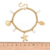 Starfish & Shell Shape 304 Stainless Steel Charm Bracelets BJEW-F519-02B-G-5