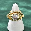 Brass Pave Cubic Zirconia Adjustable Open Cuff Rings for Women RJEW-R032-01G-1