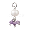 Natural Green Aventurine & Garne & Amethyst & Rose Quartz & Apatite Faceted Round & Potato Pearl Pendants PALLOY-JF04750-01-2