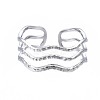 Non-Tarnish 304 Stainless Steel Triple Line Wave Open Cuff Ring LS-RJEW-T023-02P-1