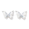 Brass Micro Pave Clear Cubic Zirconia Pendants KK-B102-14S-1