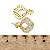 Rhombus Brass Micro Pave Clear Cubic Zirconia Dangle Stud Earrings EJEW-F373-02G-5