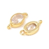 Brass Pave Cubic Zirconia Oval Connector Charms KK-P348-07G-03-2